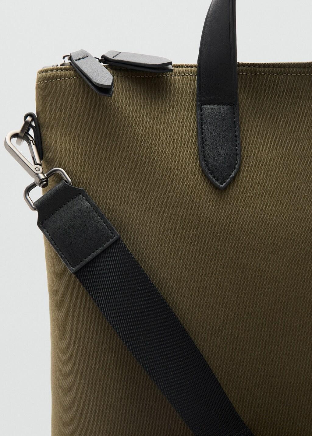 Khaki Cotton Tote Bag With Adjustable Strap, 0201_37, large image number 2