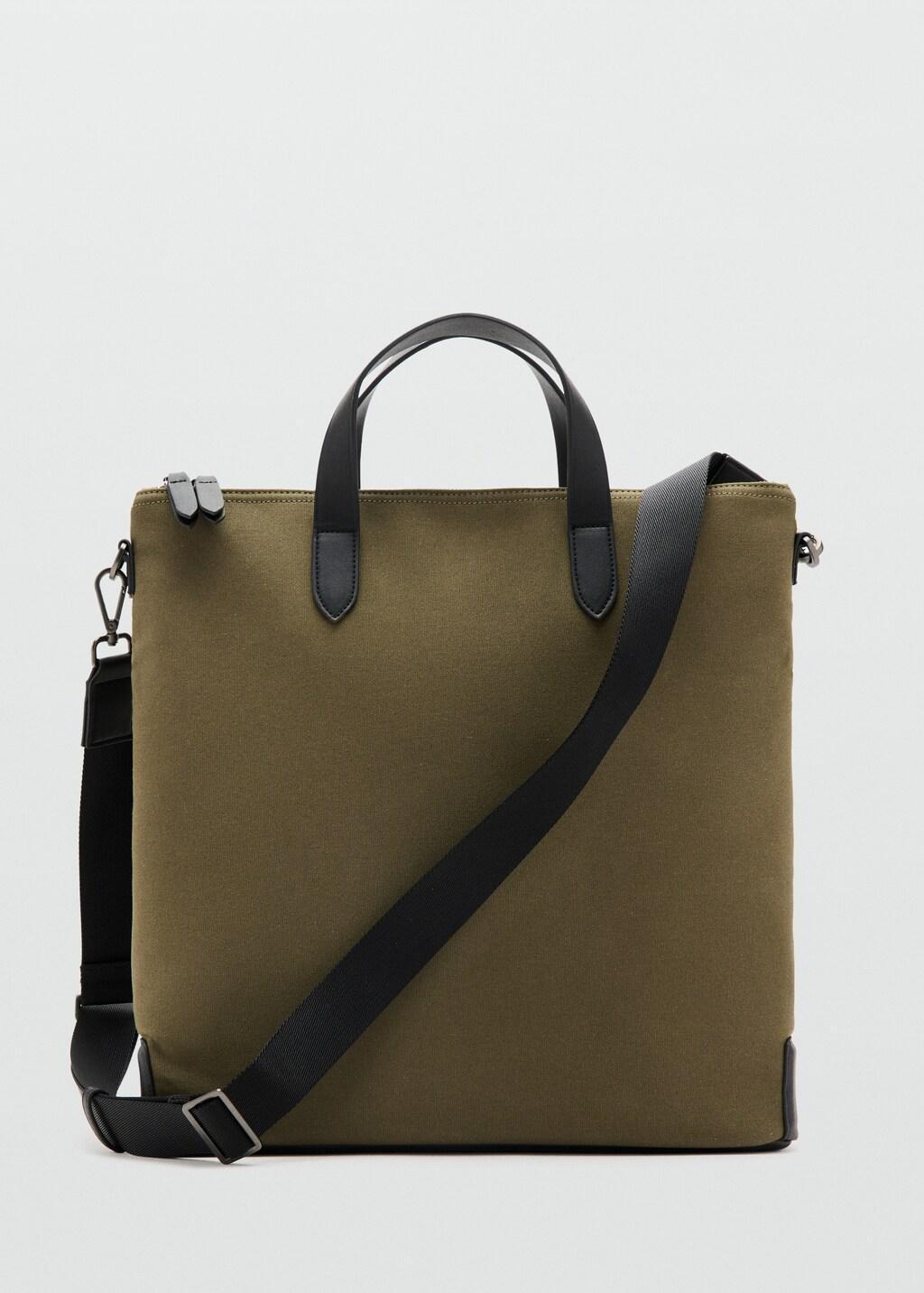 Khaki Cotton Tote Bag With Adjustable Strap, 0201_37, large image number 4