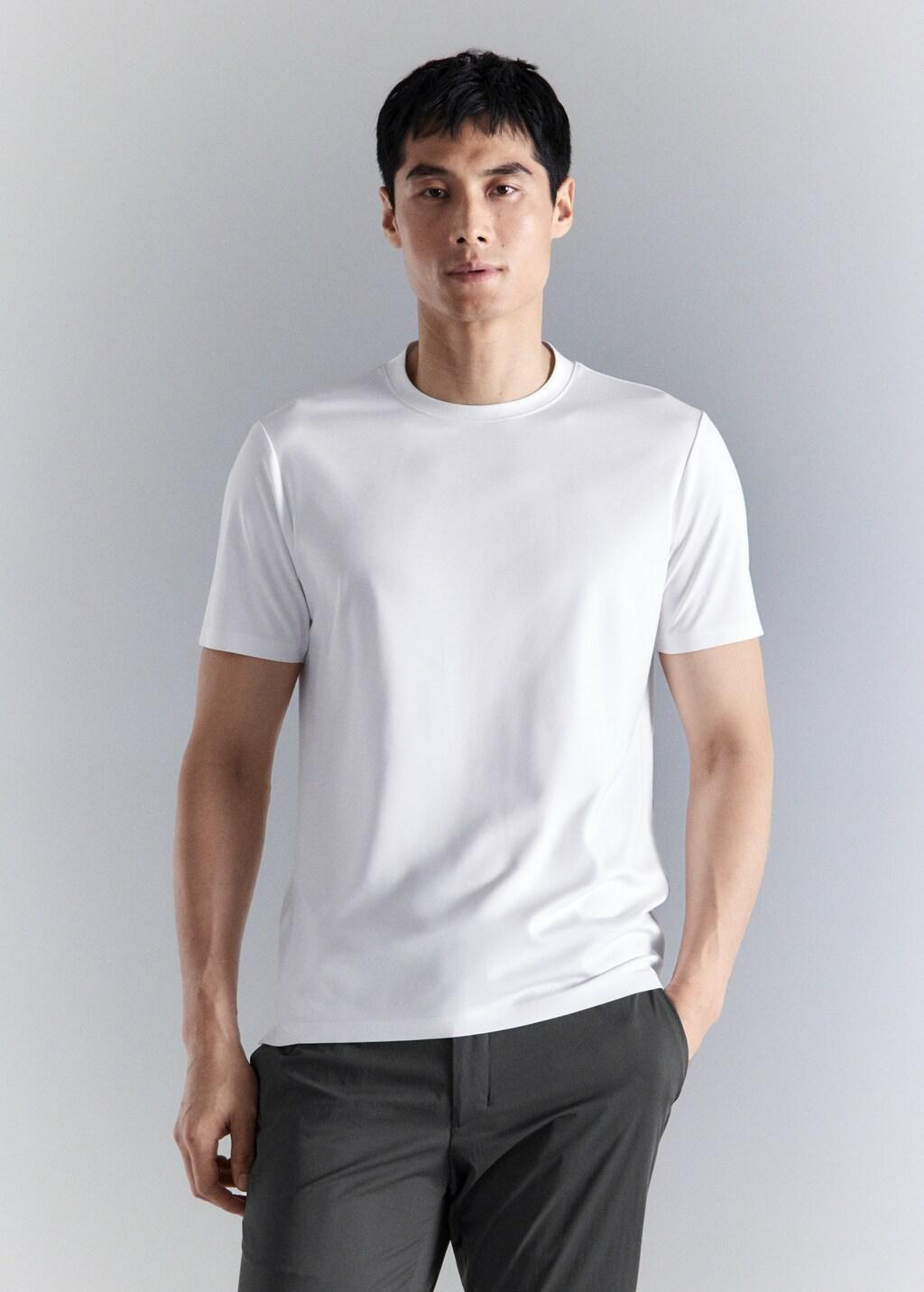 White Slim-Fit Comfort Stretch T-Shirt, White, large image number 3