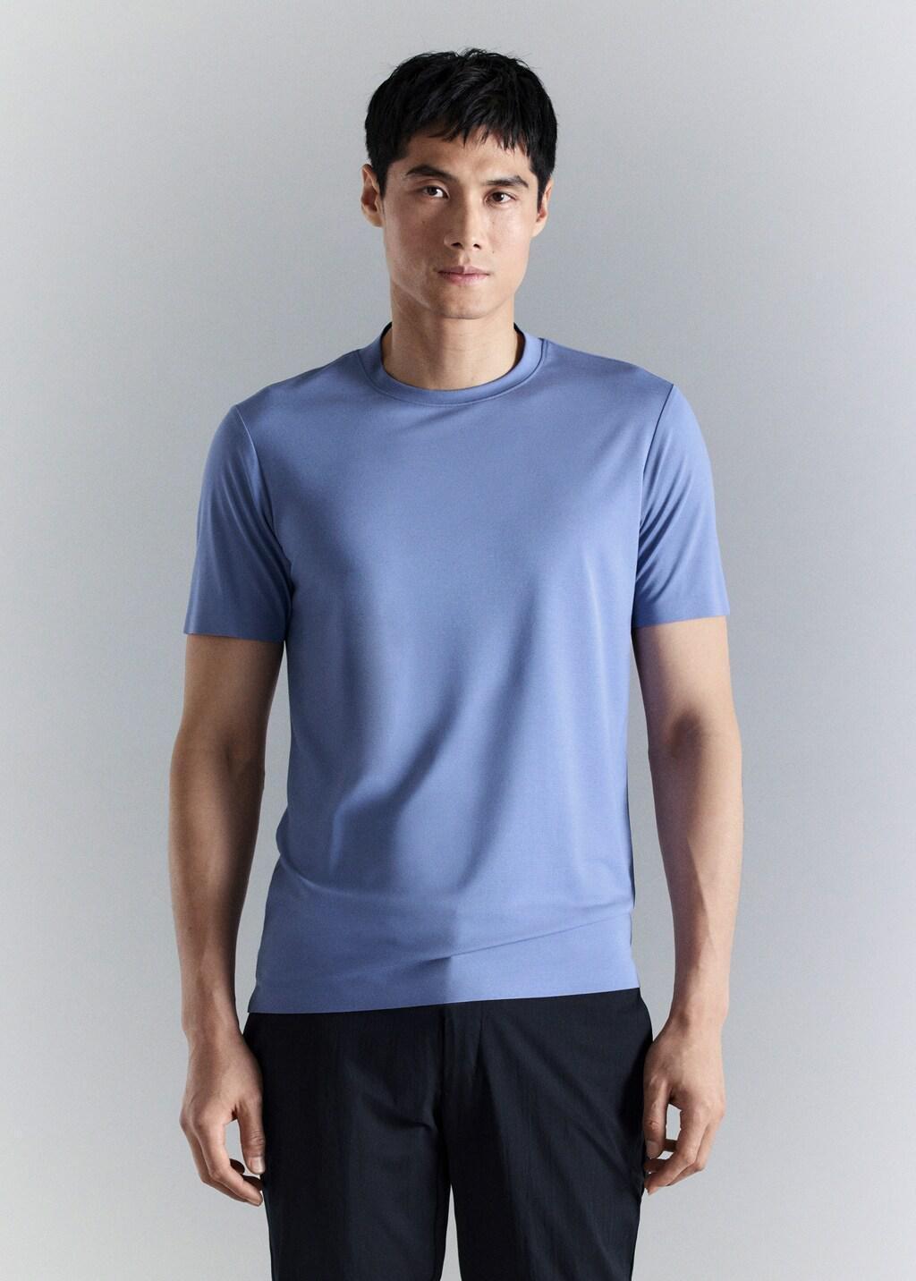 Blue Lt Pastel Slim-Fit Comfort Stretch T-Shirt, Light-Pastel Blue, large image number 3