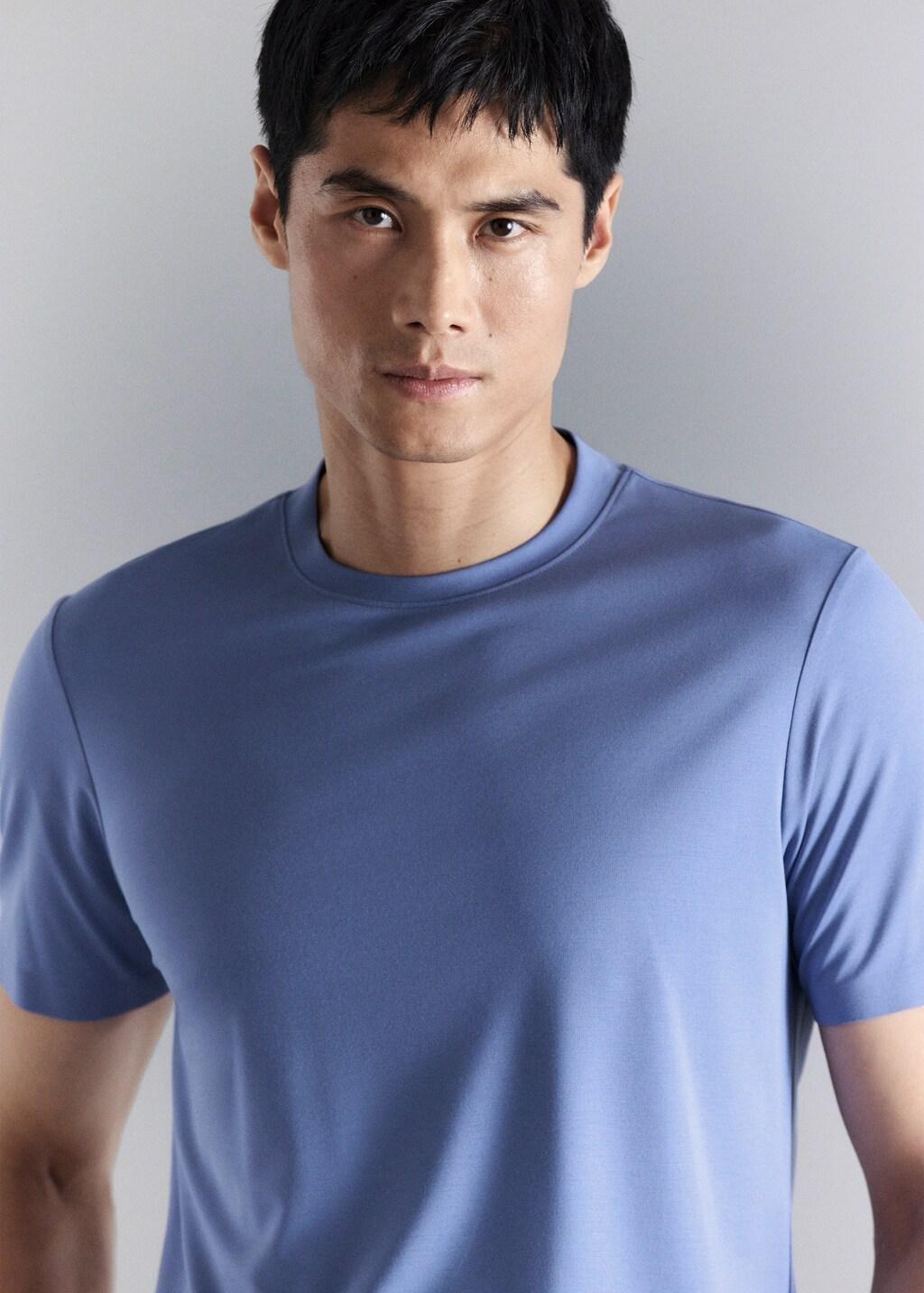 Blue Lt Pastel Slim-Fit Comfort Stretch T-Shirt, Light-Pastel Blue, large image number 4