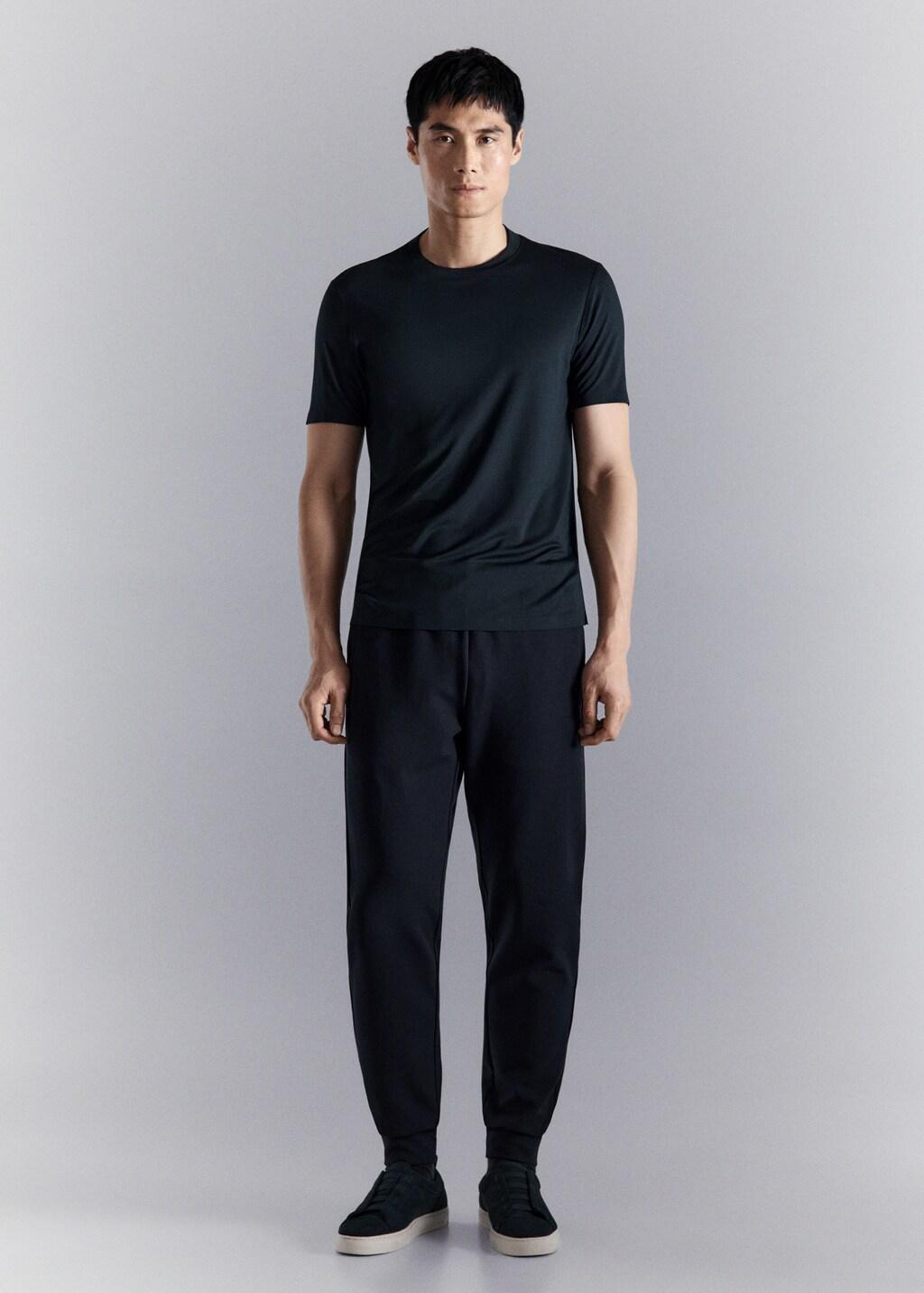 Navy Slim-Fit Comfort Stretch T-Shirt, Navy, large image number 0