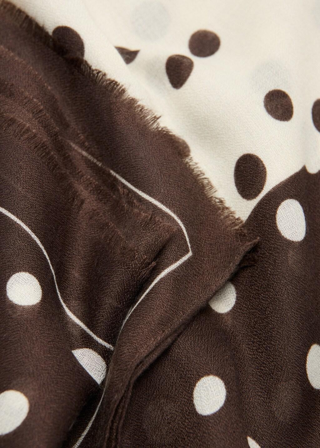 Brown Spots Print Scarf, Dark Brown, large image number 0
