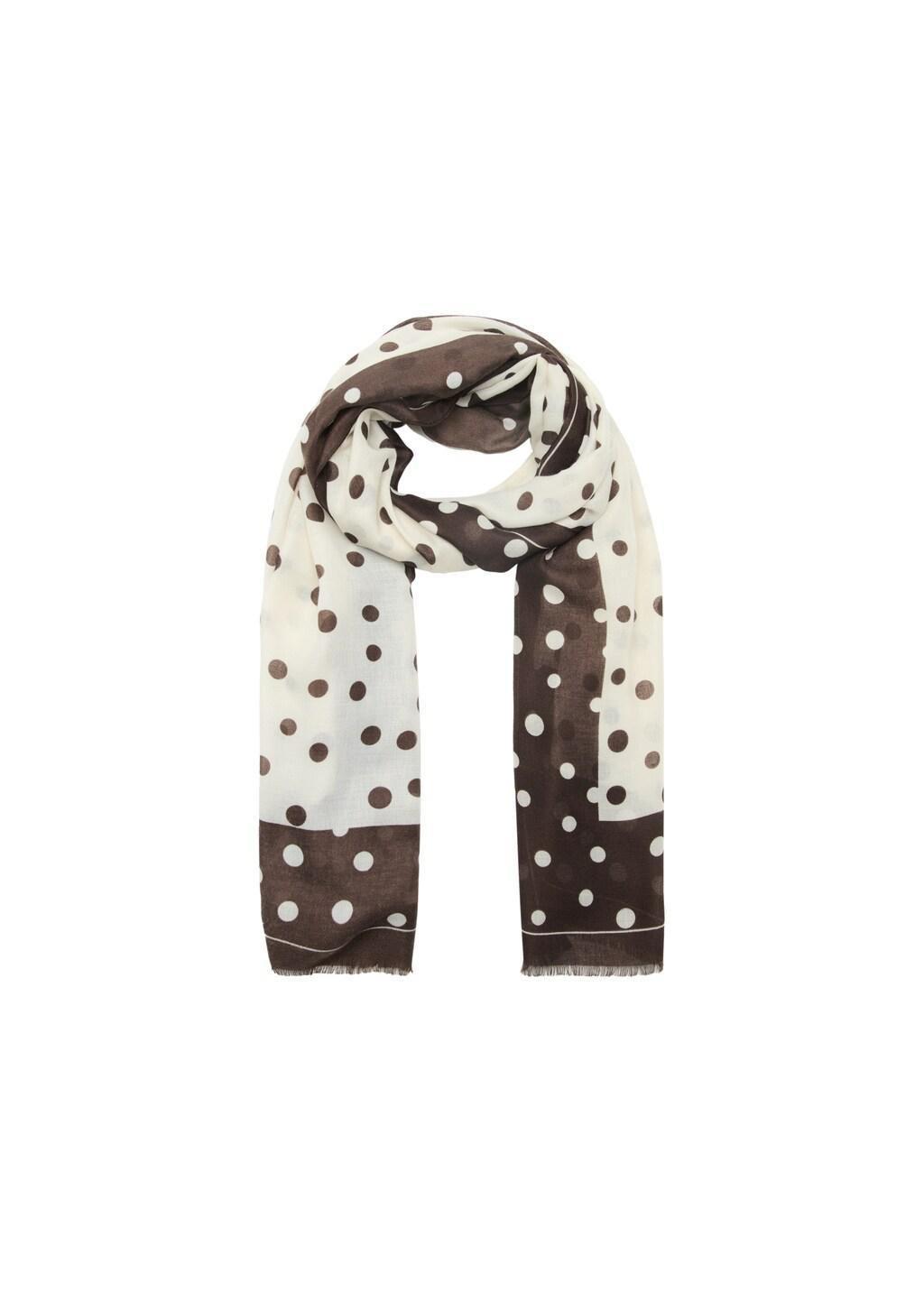 Brown Spots Print Scarf, Dark Brown, large image number 1