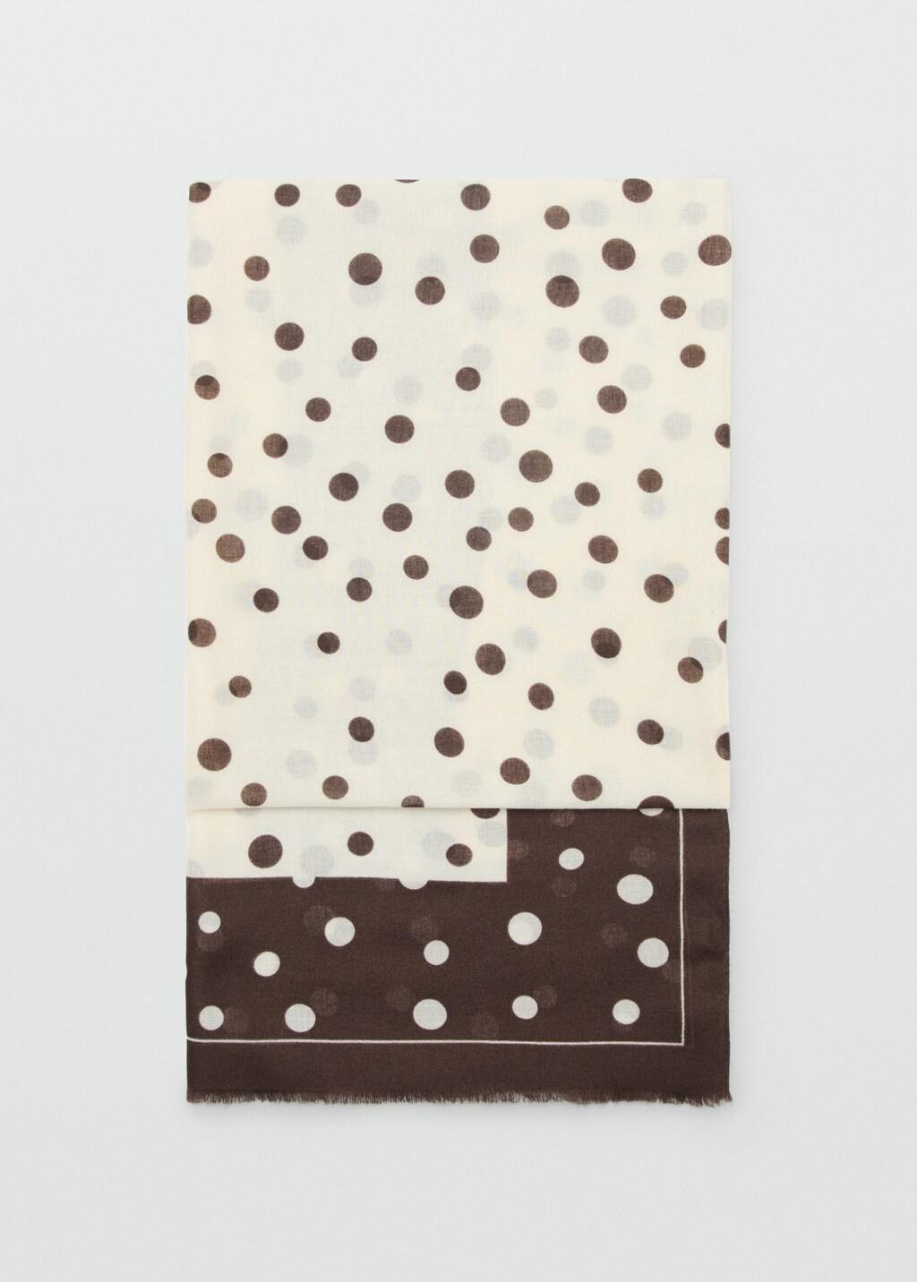 Brown Spots Print Scarf, Dark Brown, large image number 2