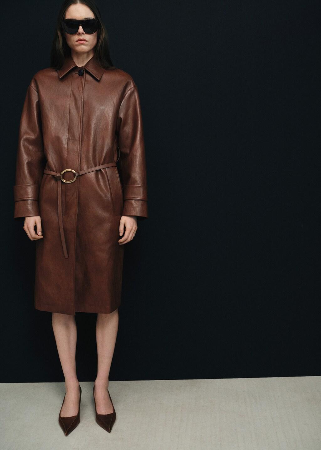 Brown Thin Belt With Maxi-Buckle, Brown, large image number 0