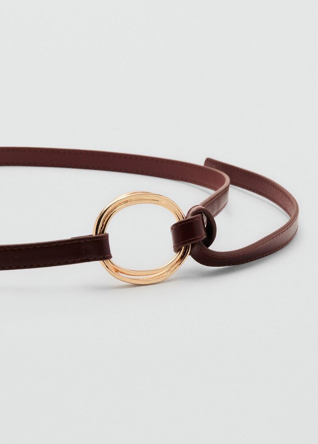Brown Thin Belt With Maxi-Buckle, Brown, large image number 1