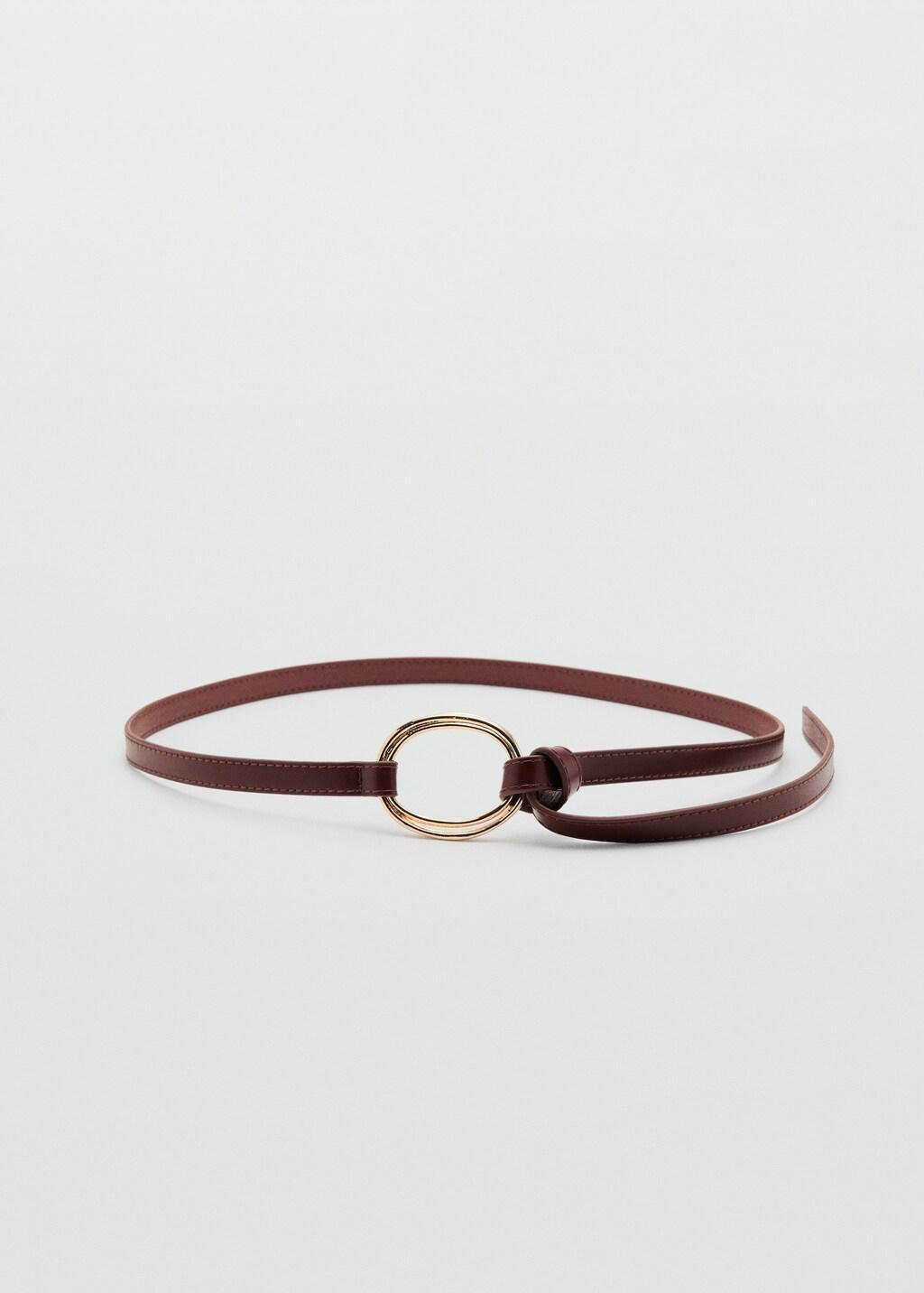 Brown Thin Belt With Maxi-Buckle, Brown, large image number 4