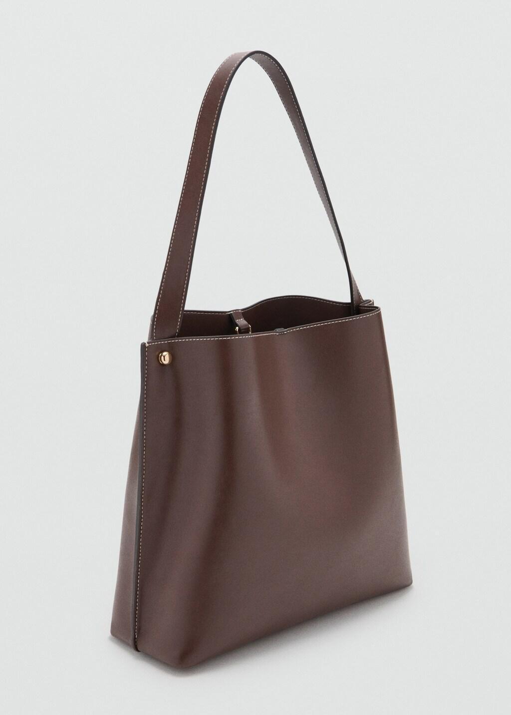 Brown Bucket Bag With Metal Details, Brown, large image number 0