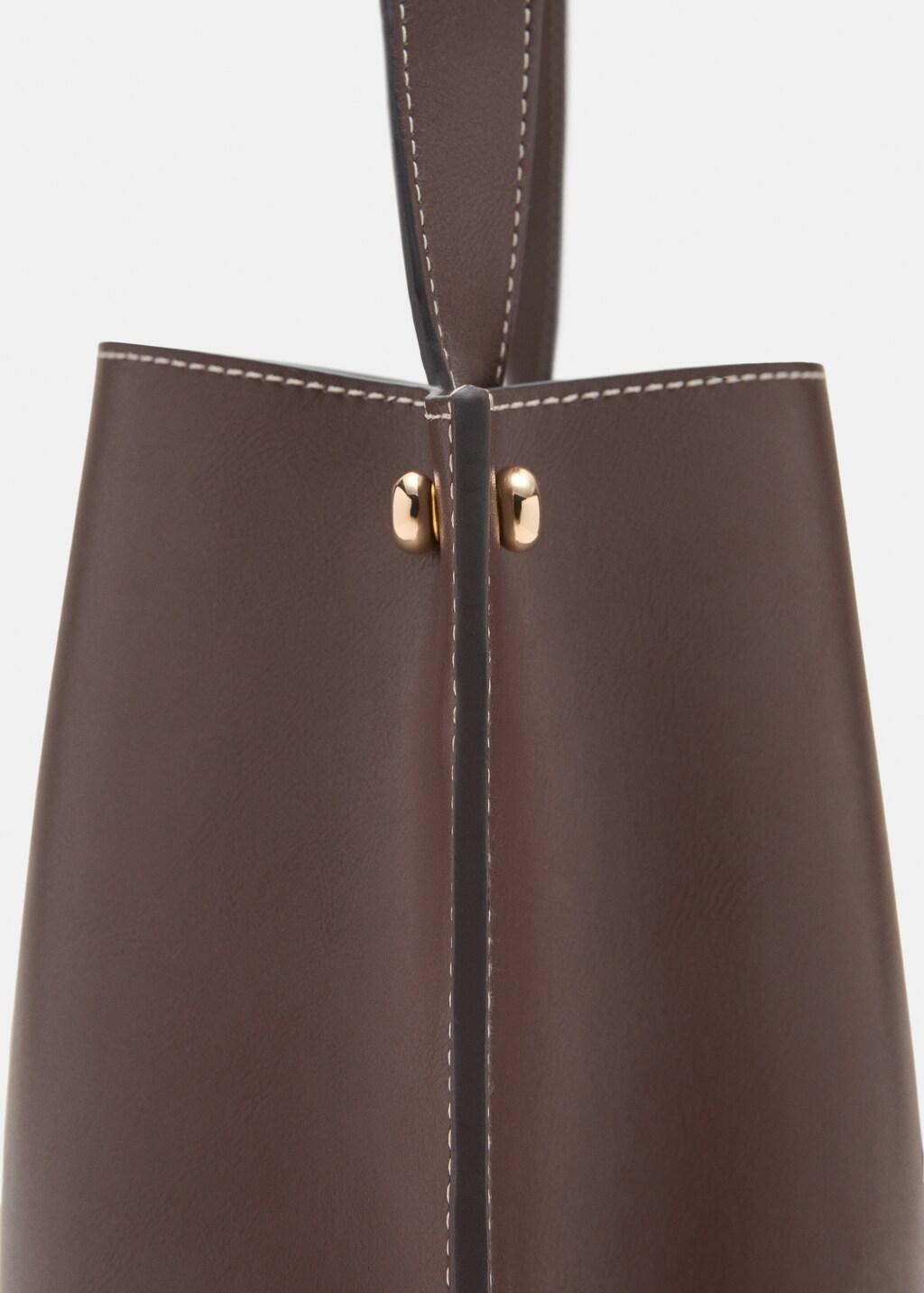 Brown Bucket Bag With Metal Details, Brown, medium