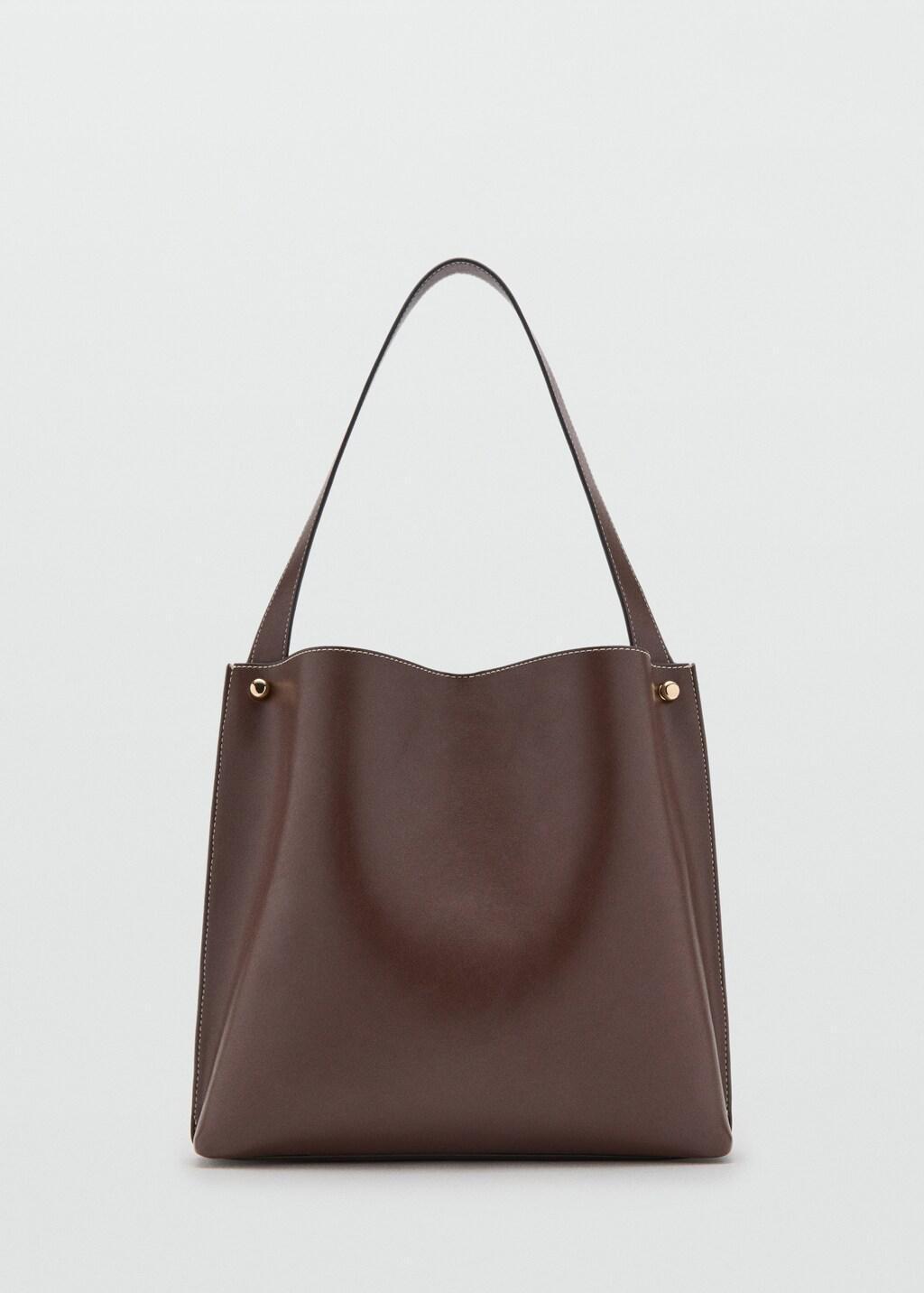 Brown Bucket Bag With Metal Details, Brown, large image number 3