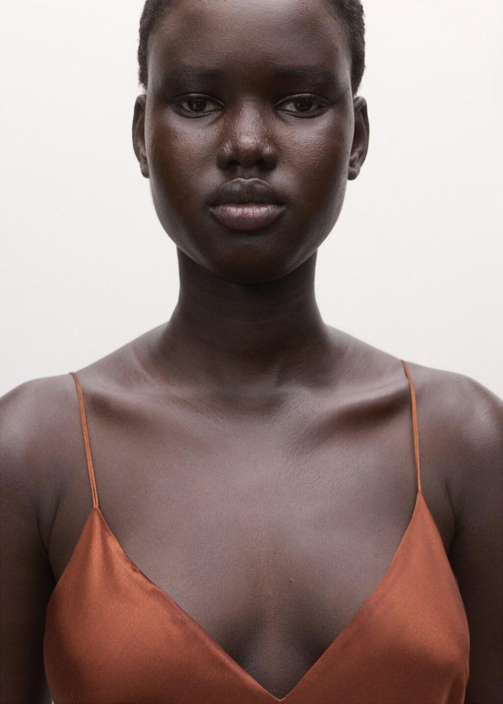 Orange Satin Silk Blend Dress, 0201_28, large image number 4