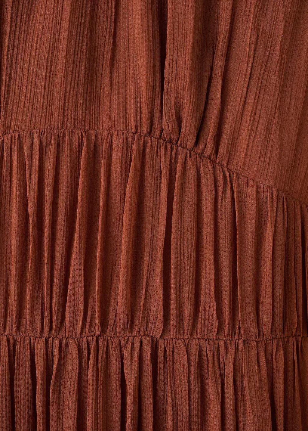 Brown Pleated Chiffon Dress, Dark Brown, medium