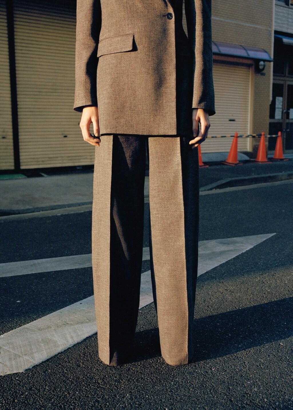 Brown Flecked Suit Trousers, Dark Brown, large image number 3