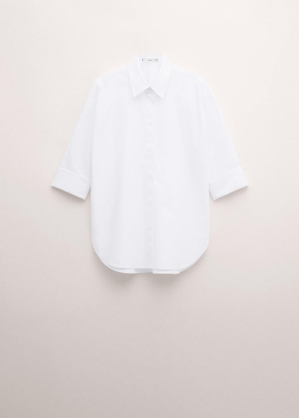 White Three-Quarter Sleeve Button-Down Shirt, White, large image number 8