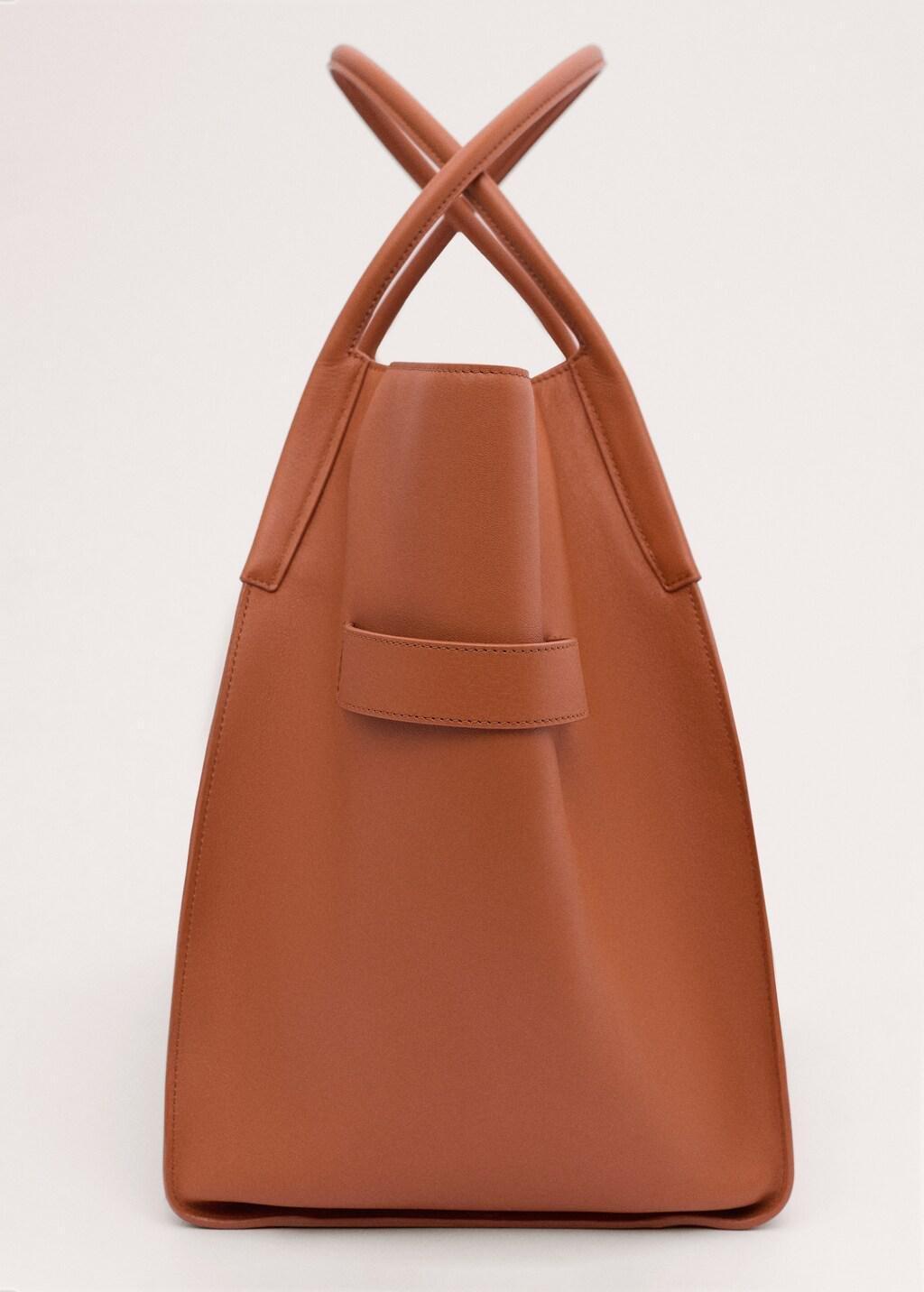 Orange Leather Maxi Shopper Bag, Orange, large image number 2
