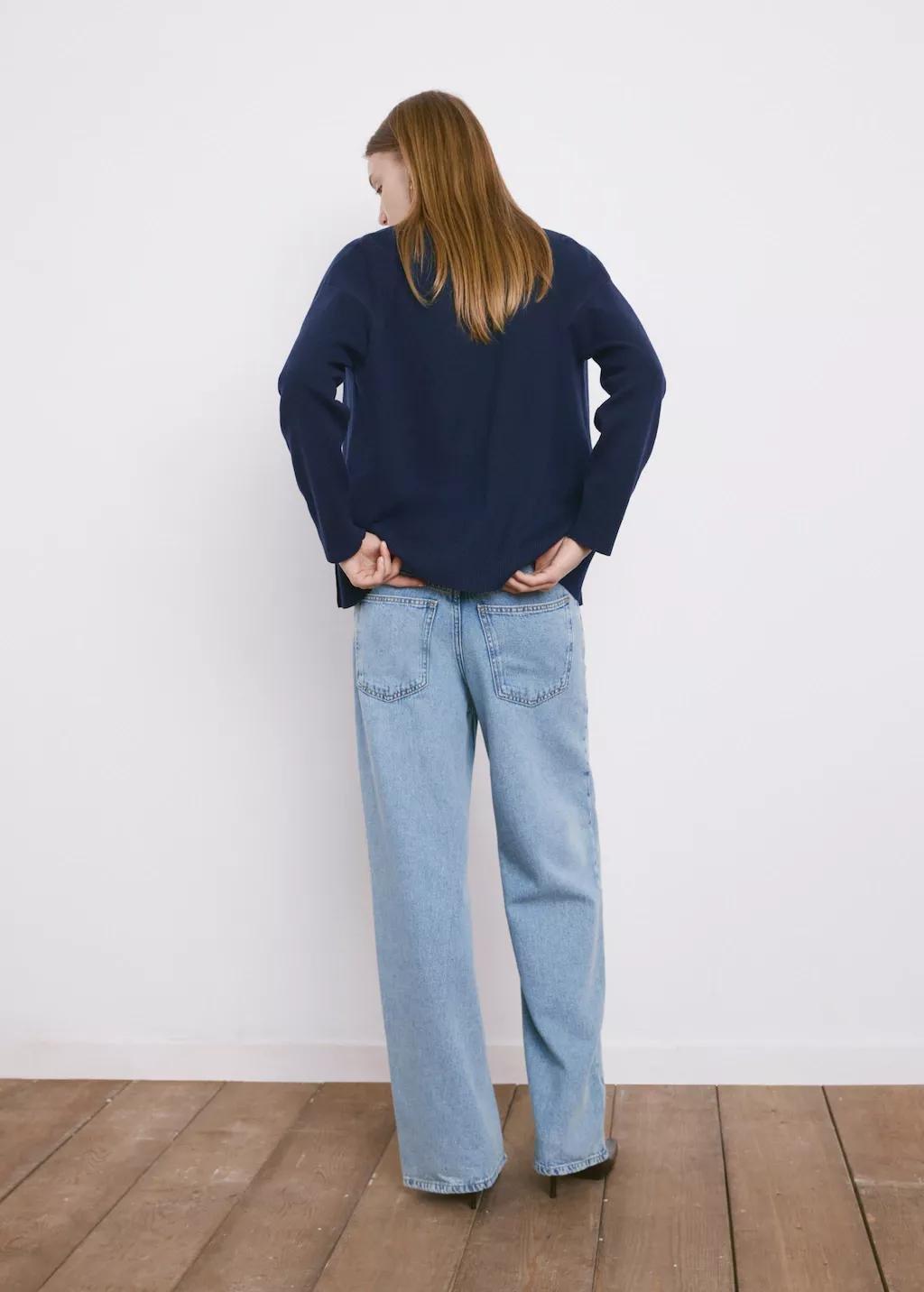 Navy V-Neck Knitted Cardigan, Navy, large image number 2