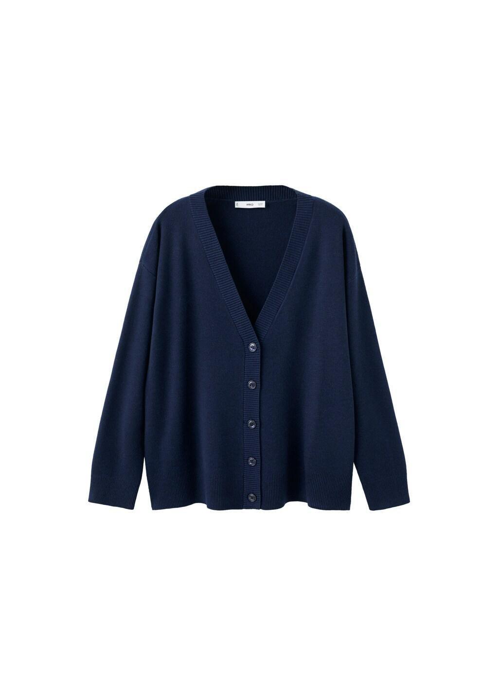 Navy V-Neck Knitted Cardigan, Navy, large image number 7