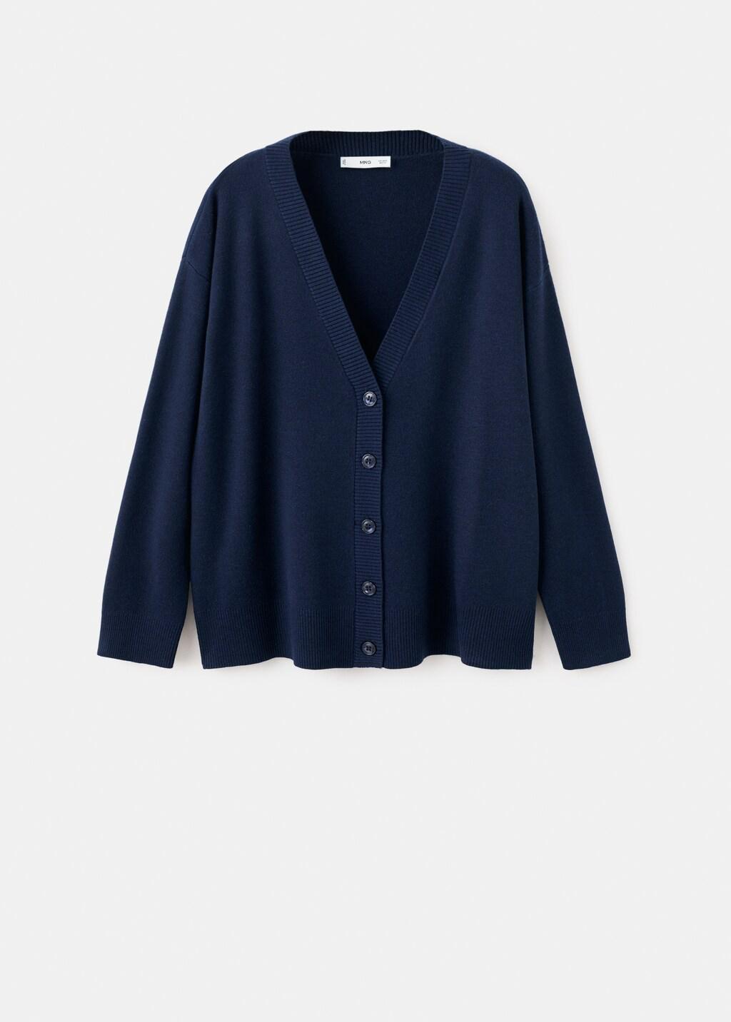 Navy V-Neck Knitted Cardigan, Navy, large image number 8