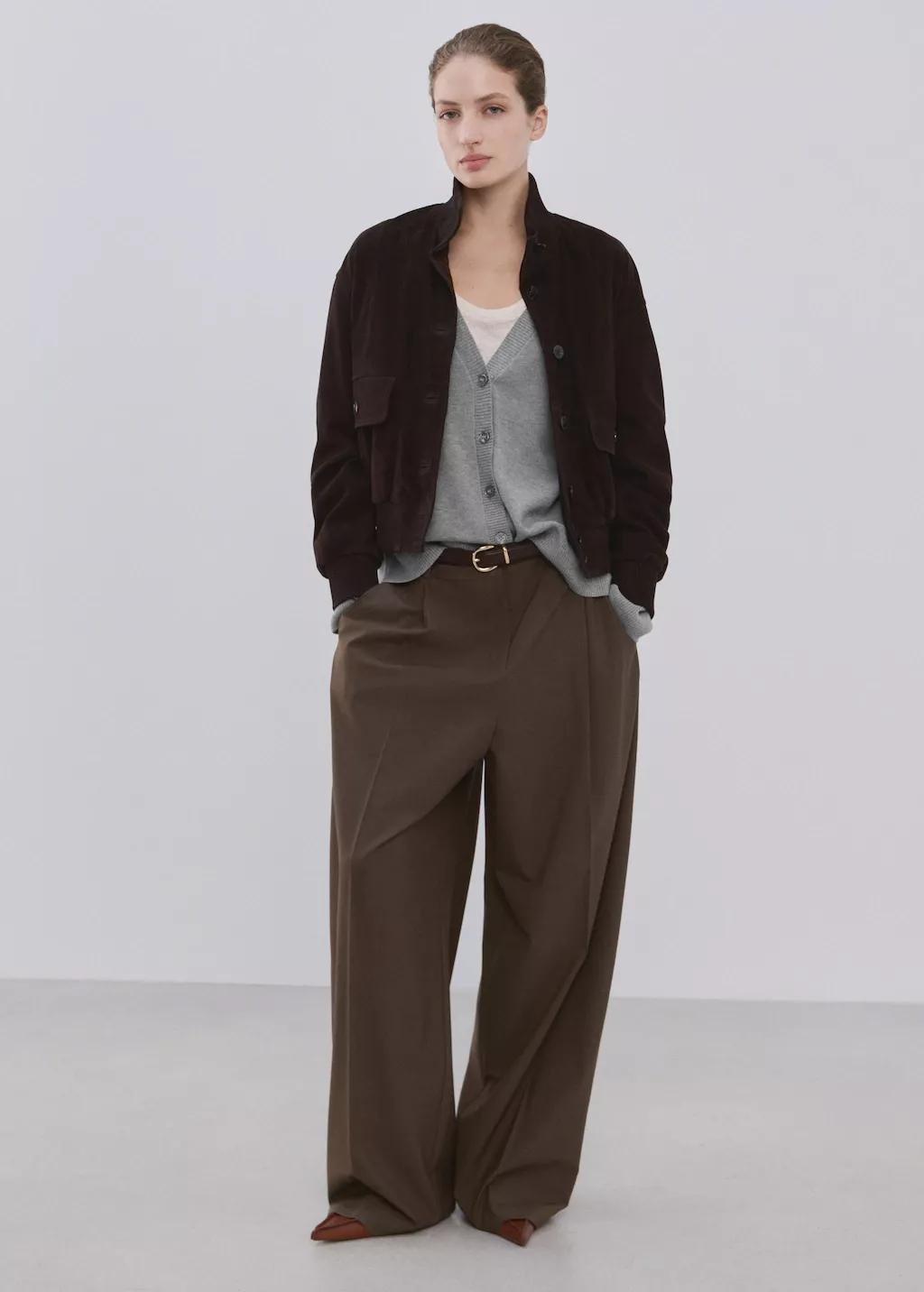 Grey V-Neck Knitted Cardigan, 0201_94, large image number 0