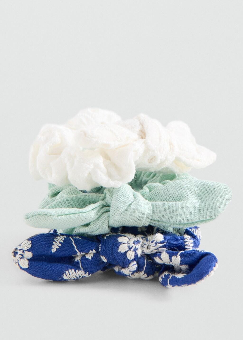 White Scrunchies 3 Pack, Kids Girl, White, large image number 0