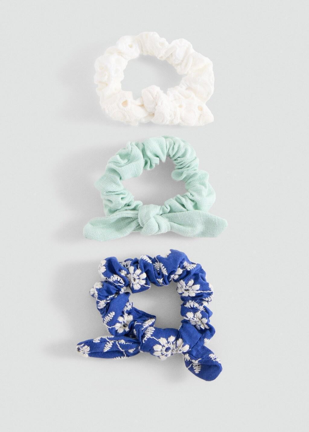 White Scrunchies 3 Pack, Kids Girl, White, large image number 2