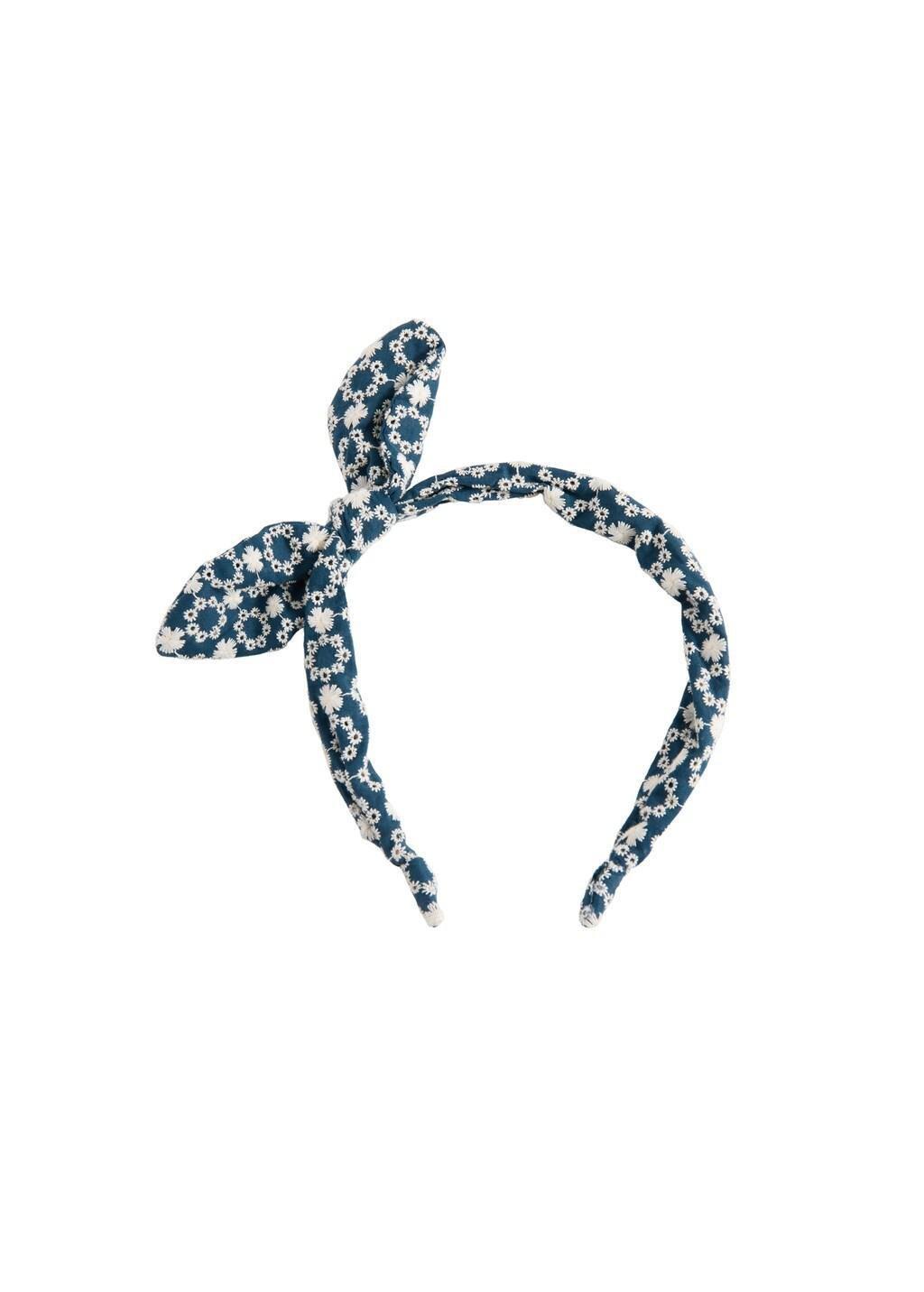 Navy Bow Printed Hairband, Kids Girl, 0201_56, medium