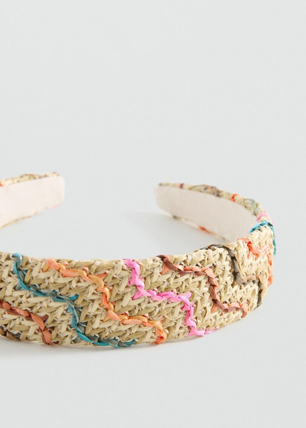 Brown Lt Pastel Raffia Braided Hairband, Kids Girl, Light Pastel Brown, medium