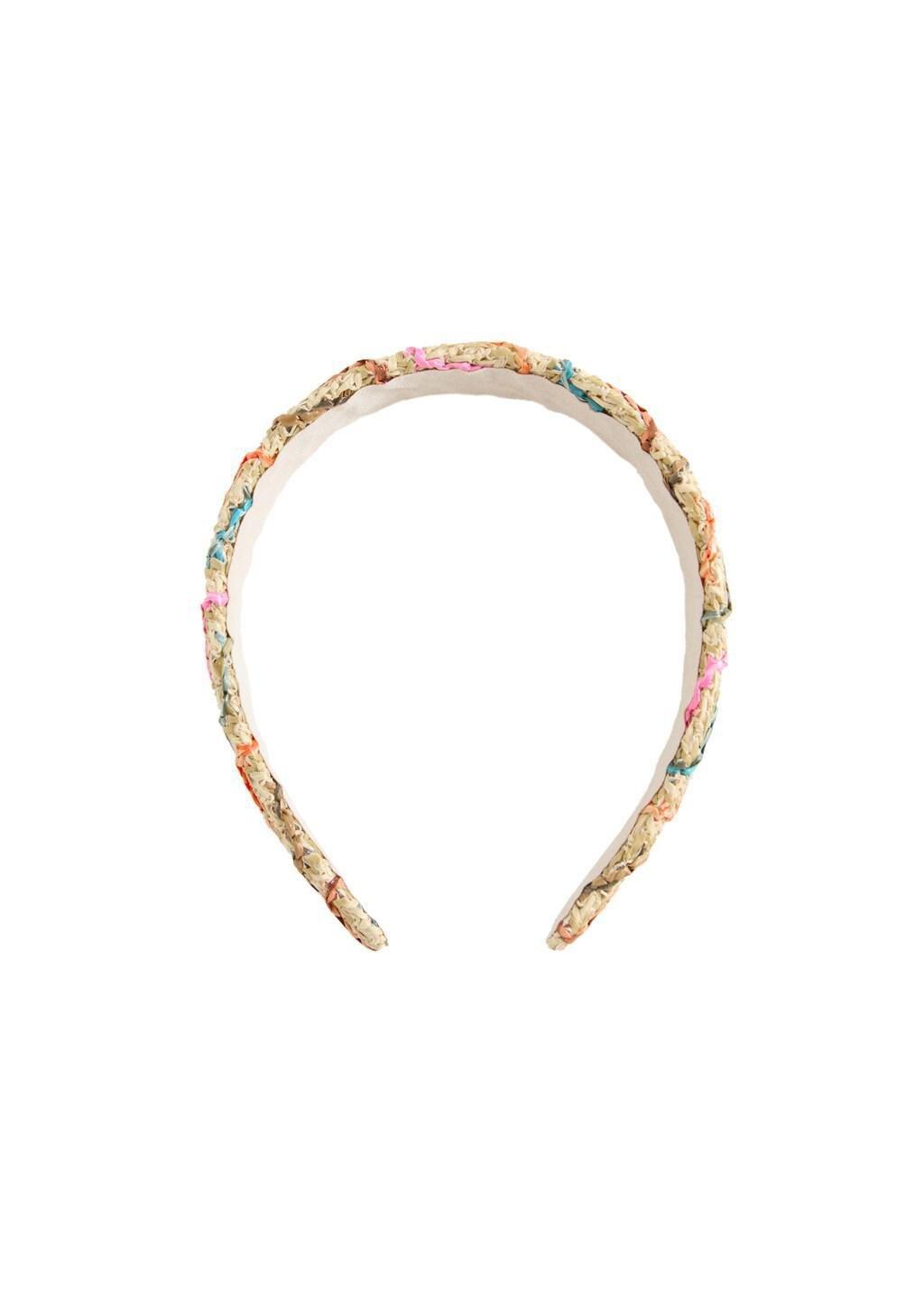 Brown Lt Pastel Raffia Braided Hairband, Kids Girl, Light Pastel Brown, large image number 1