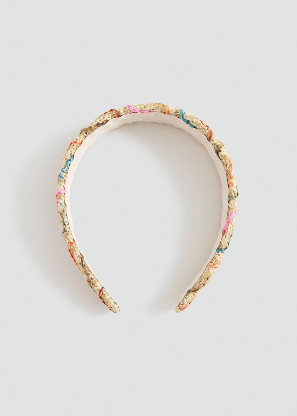 Brown Lt Pastel Raffia Braided Hairband, Kids Girl, Light Pastel Brown, medium