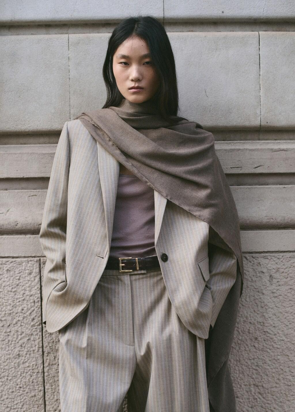 Brown Wool-Blend Suit Blazer, Medium Brown, large image number 3