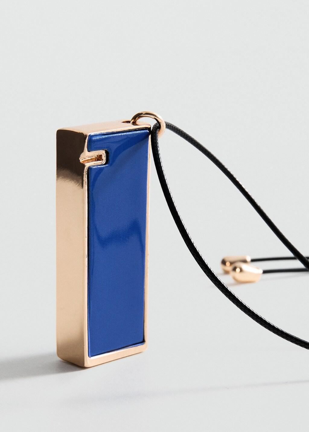 Blue Pendant Necklace With Metal Component, Medium Blue, medium