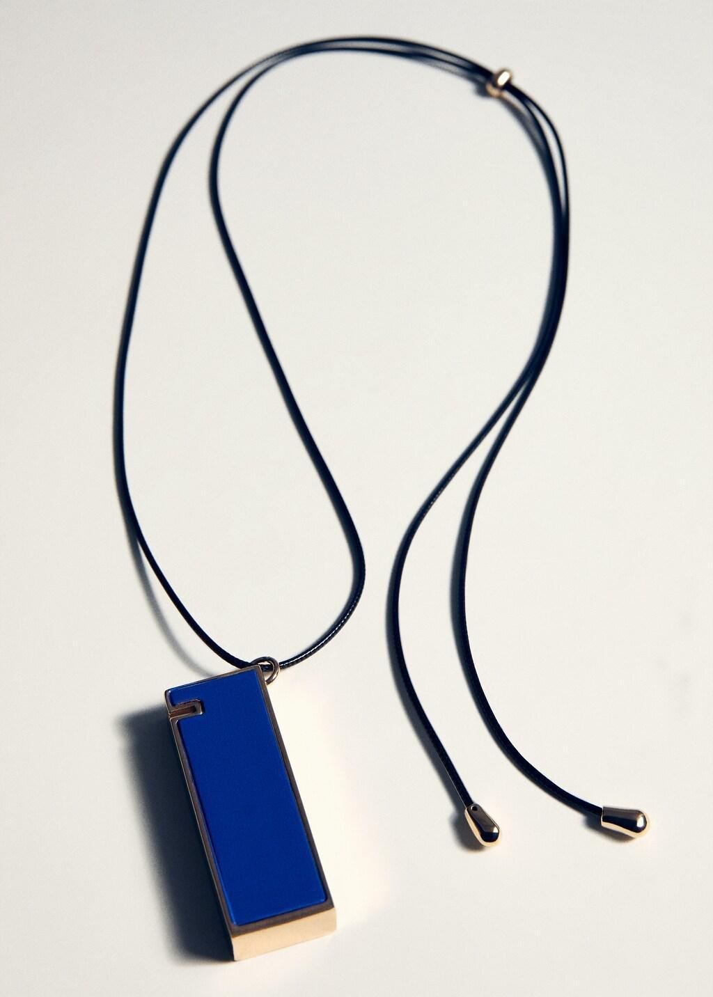 Blue Pendant Necklace With Metal Component, Medium Blue, large image number 2