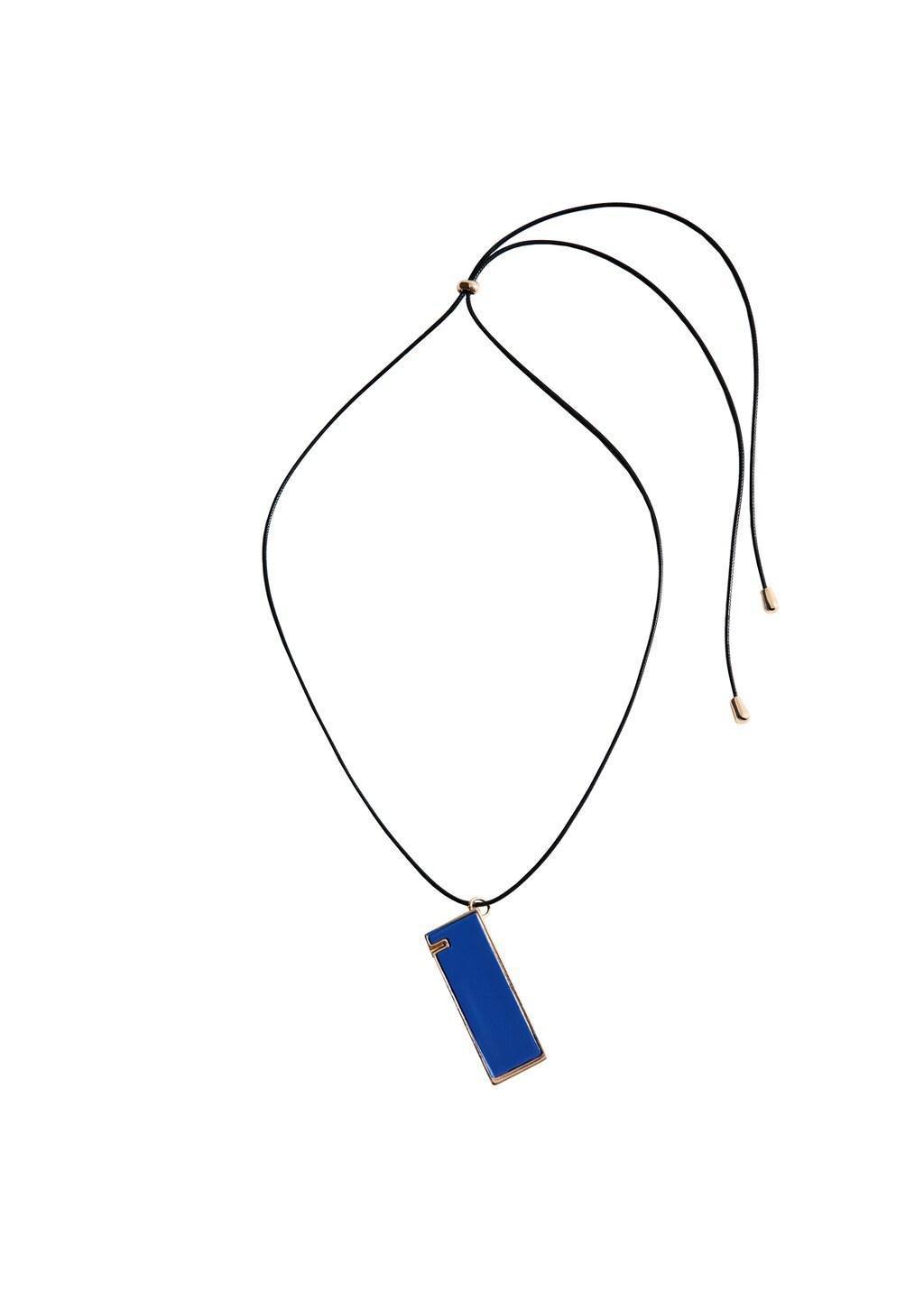 Blue Pendant Necklace With Metal Component, Medium Blue, large image number 3
