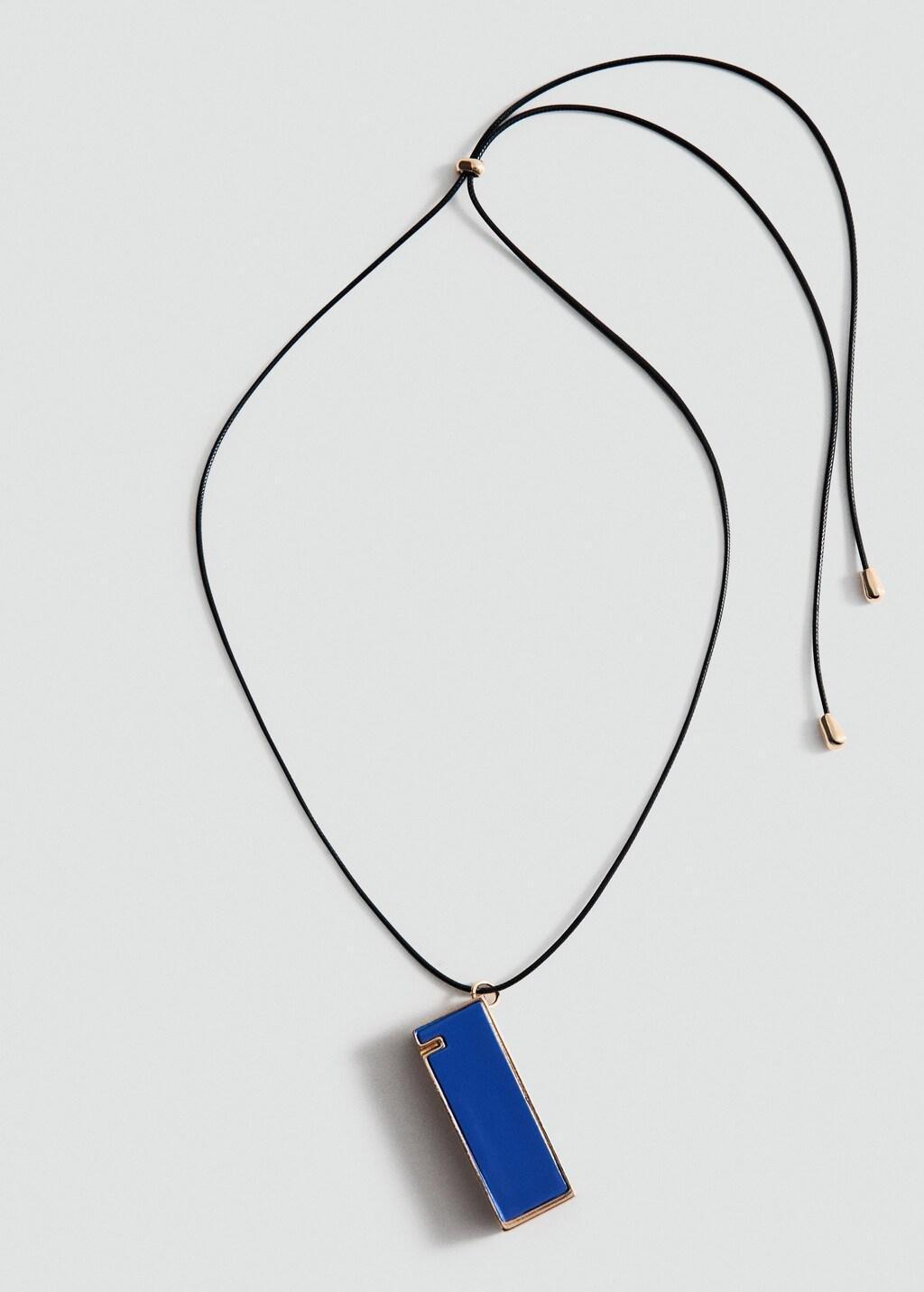 Blue Pendant Necklace With Metal Component, Medium Blue, large image number 4