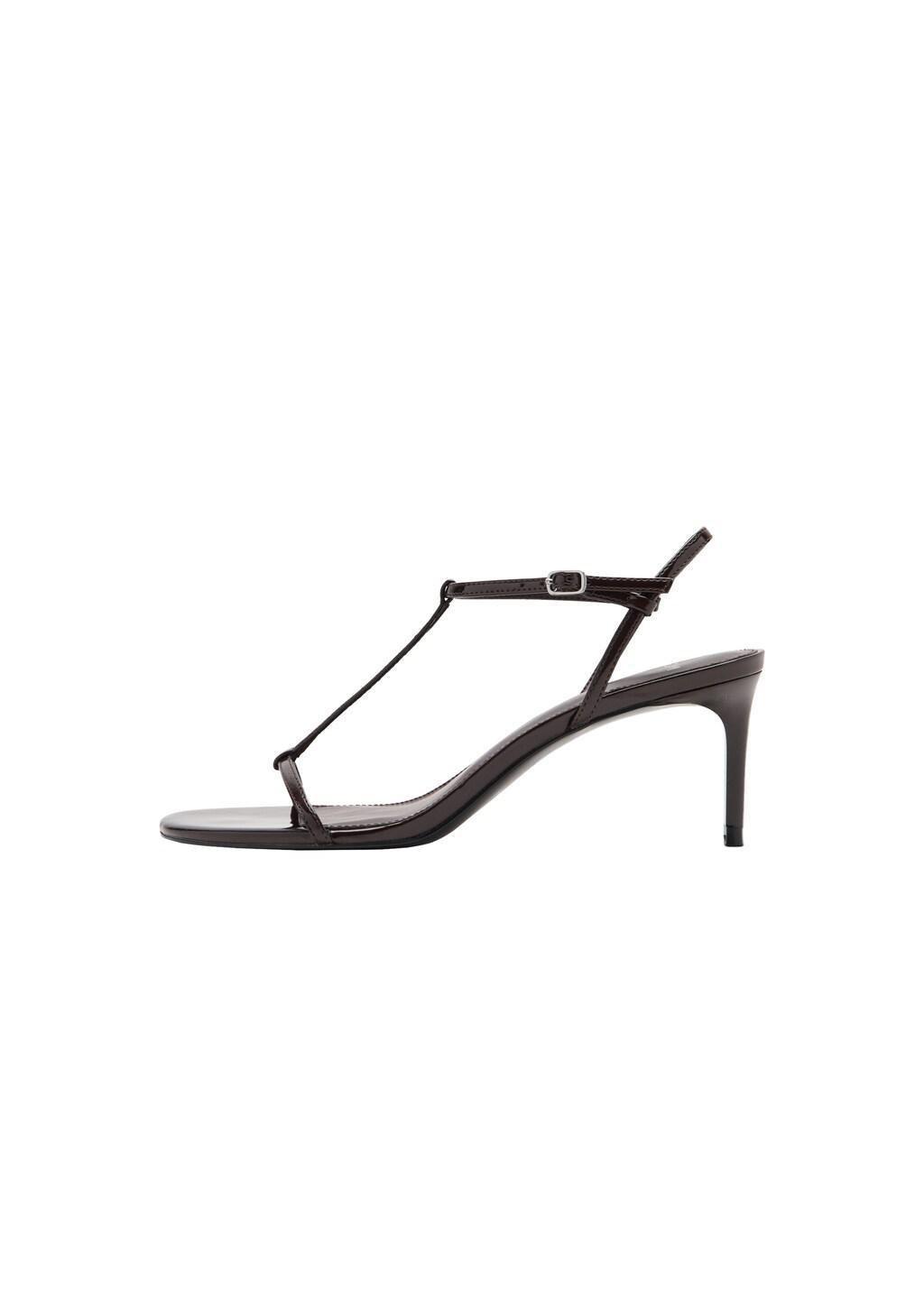 Brown Strappy Heeled Sandals, Dark Brown, medium