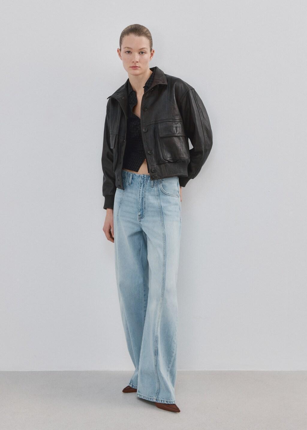 Blue Balloon Seam Jeans, Open Blue, large image number 0