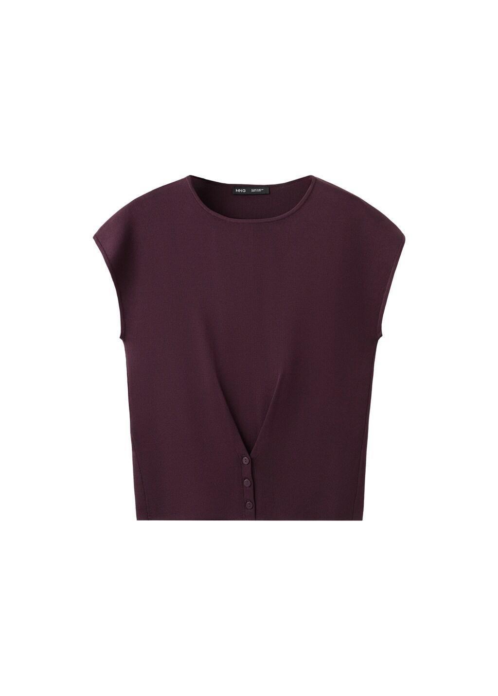 Red Buttoned Knit Top, Dark Red, large image number 6