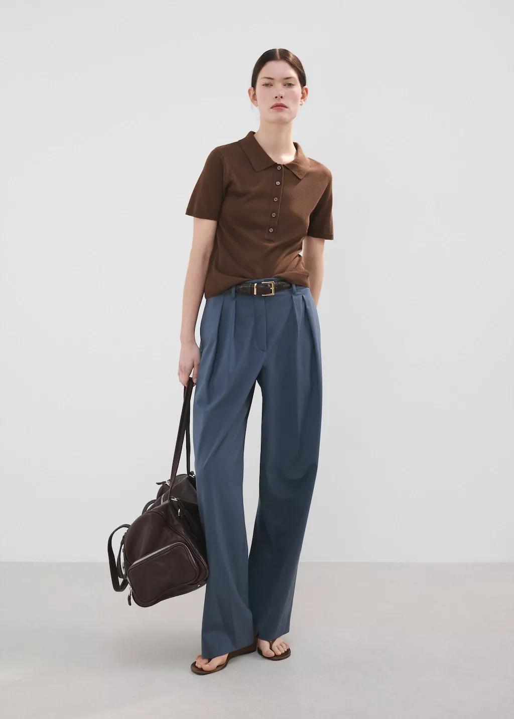 Brown Knitted Polo-Neck Sweater, 0201_32, large image number 0