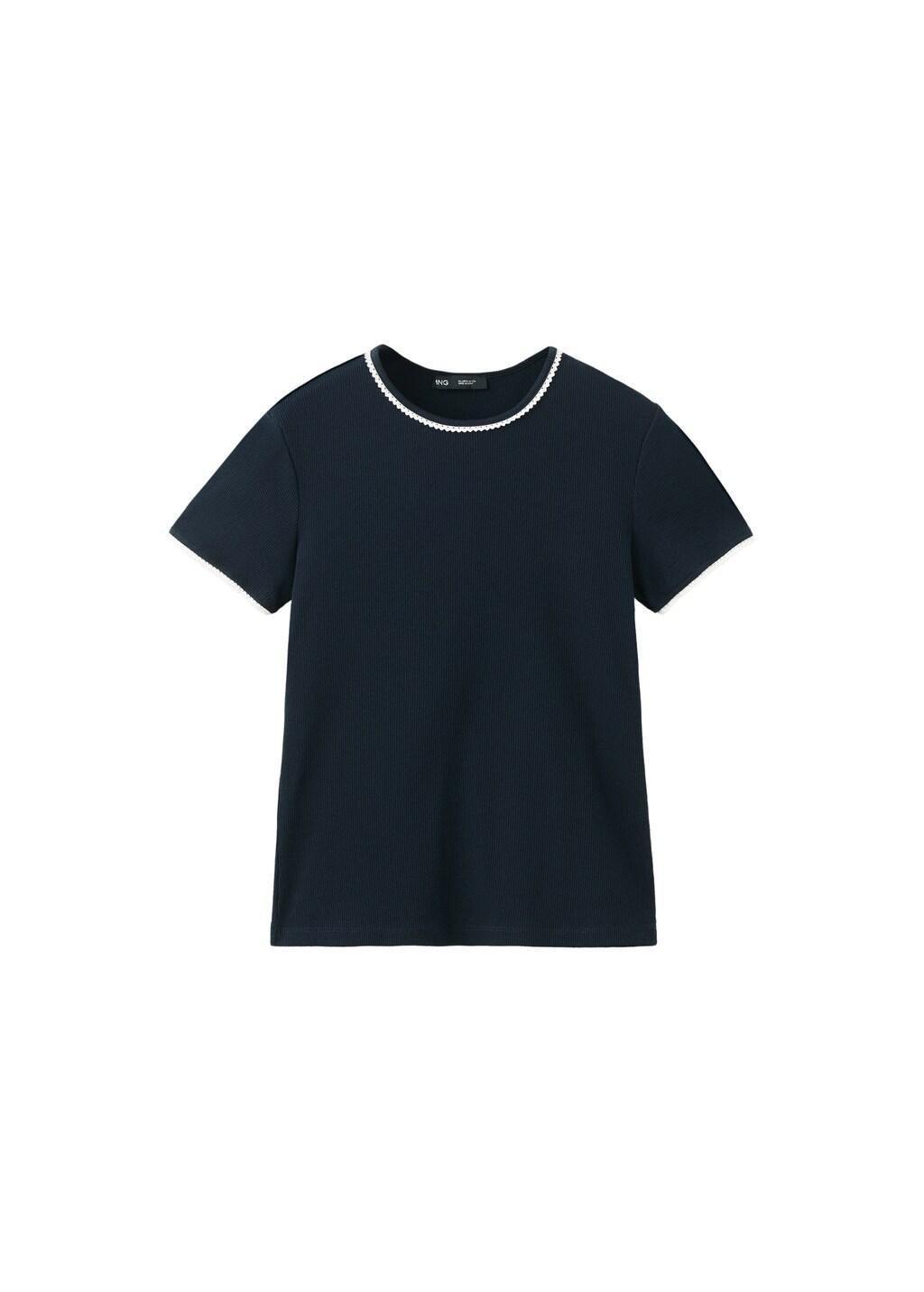 Navy Contrast Trim T-Shirt, Navy, large image number 6