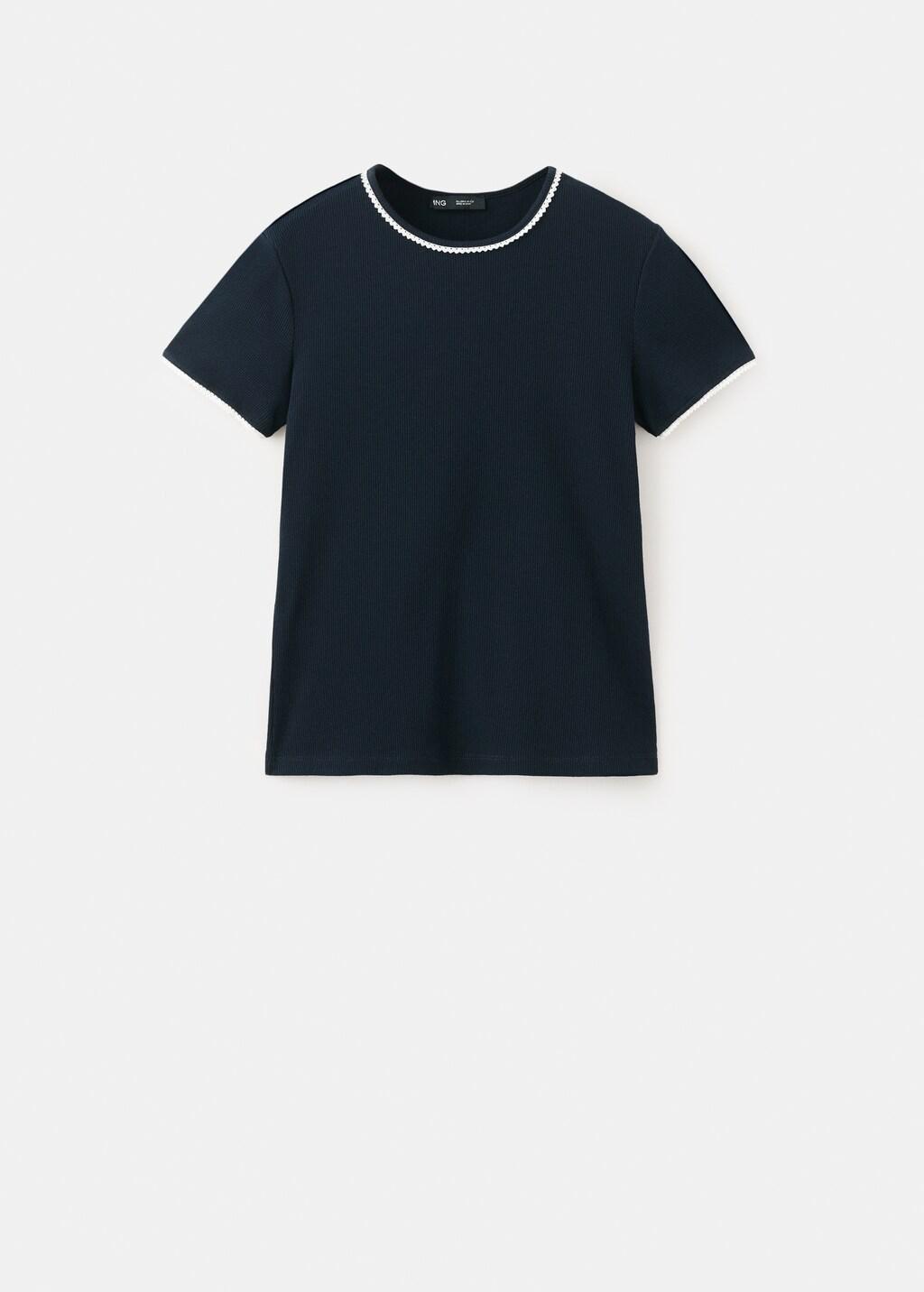 Navy Contrast Trim T-Shirt, Navy, large image number 7