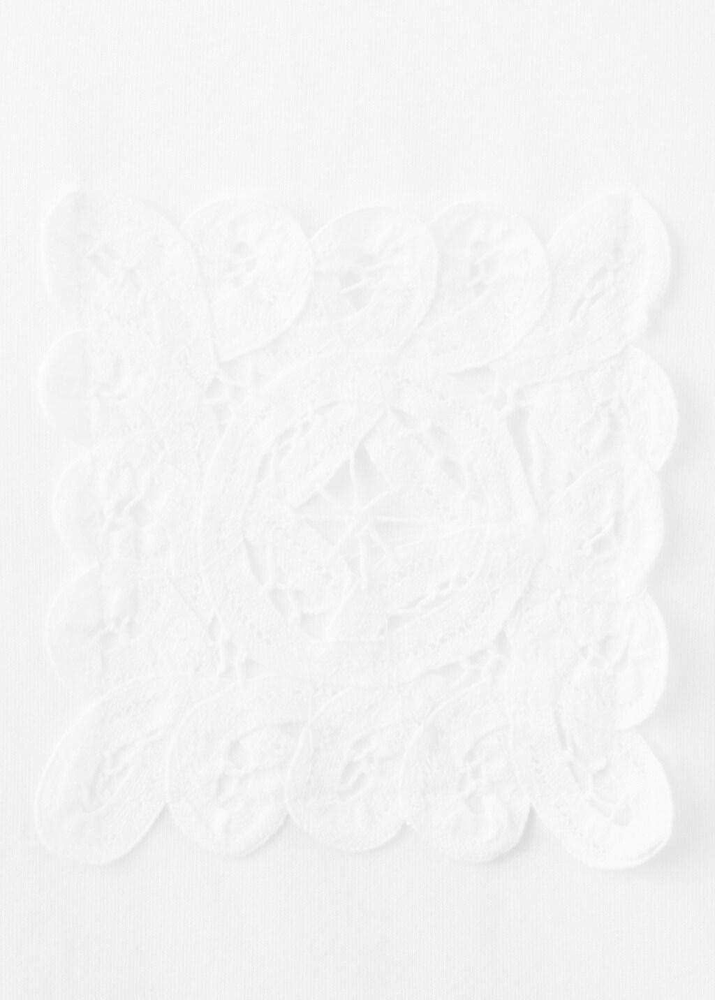 White Embroidered Cotton T-Shirt, Natural White, large image number 5