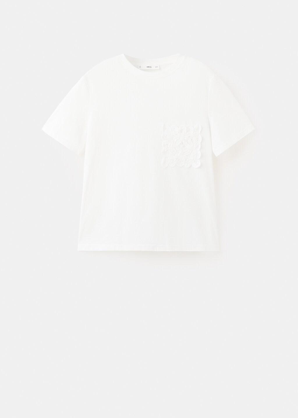 White Embroidered Cotton T-Shirt, Natural White, large image number 9