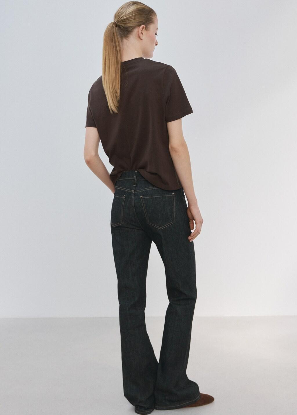 Brown Printed Cotton-Blend T-Shirt, 0201_30, large image number 2