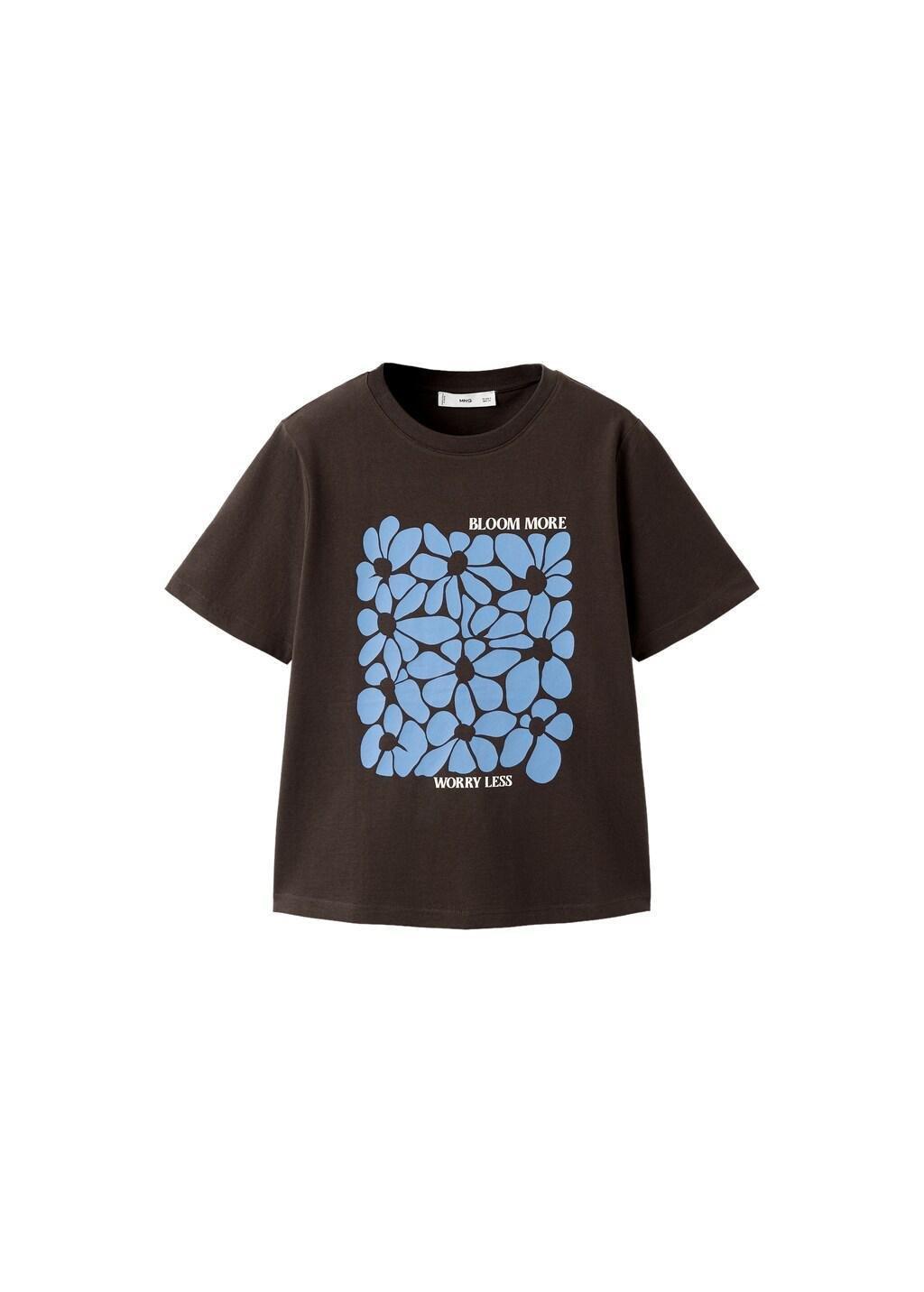 Brown Printed Cotton-Blend T-Shirt, 0201_30, large image number 6