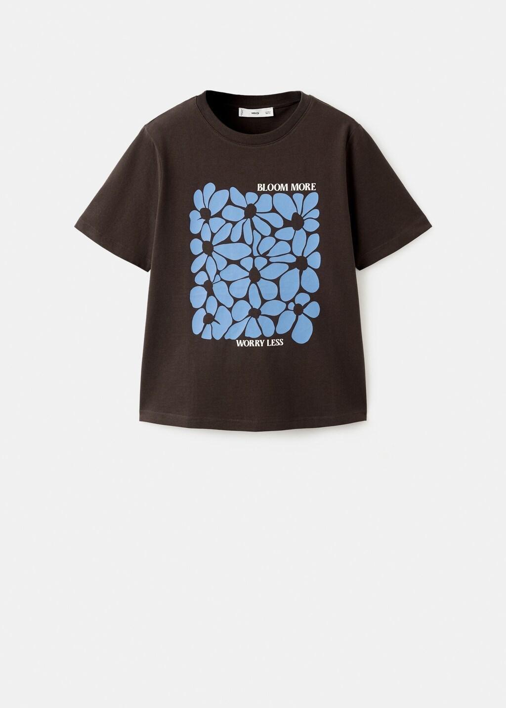 Brown Printed Cotton-Blend T-Shirt, 0201_30, large image number 7