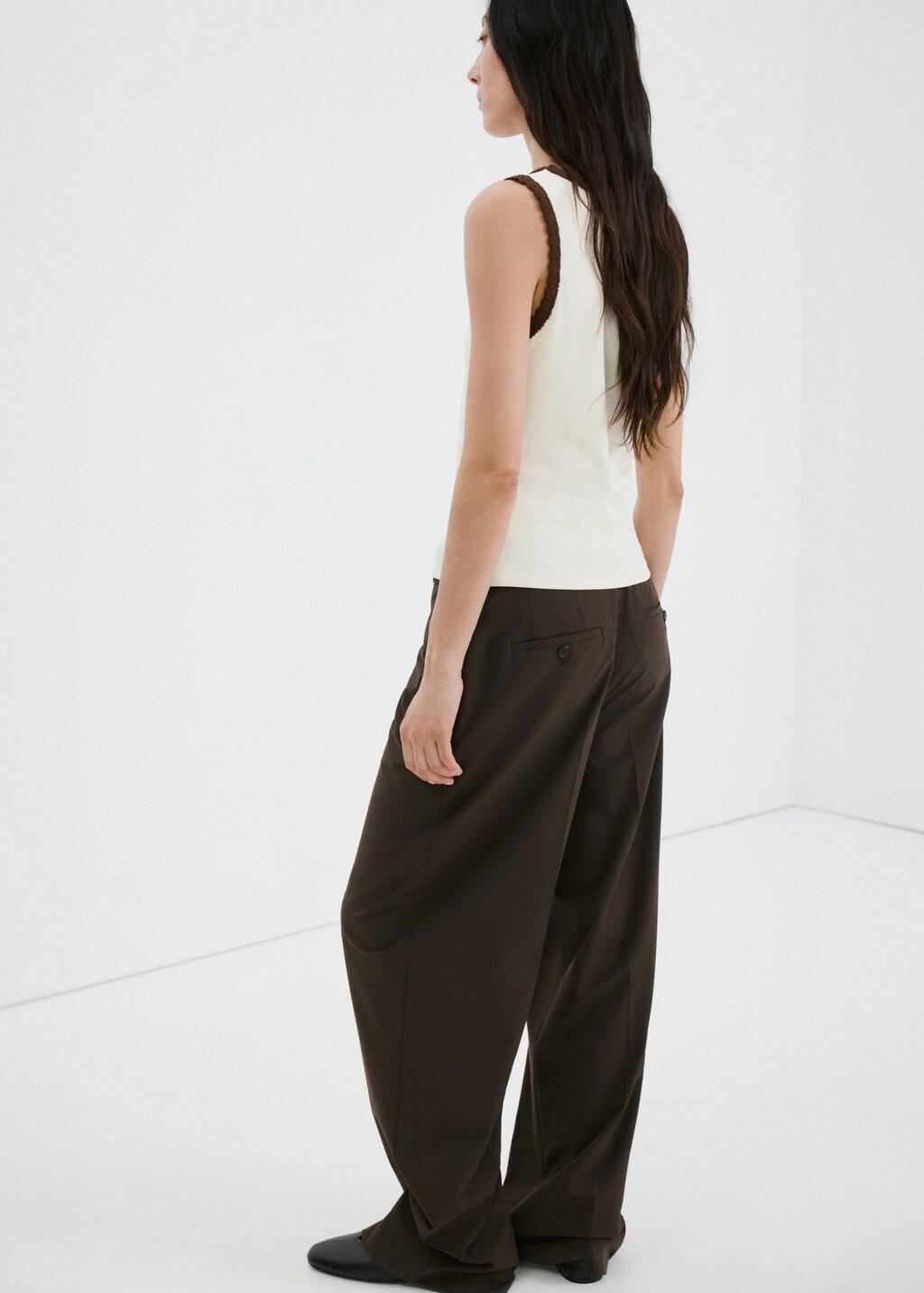 Beige Scalloped Edge Tops, Light Beige, large image number 2