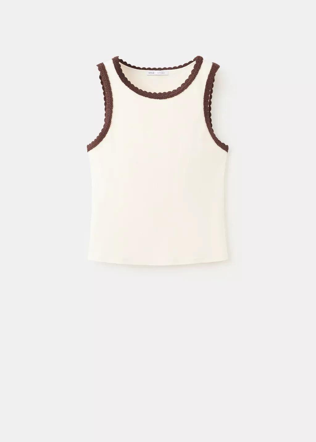 Beige Scalloped Edge Tops, Light Beige, large image number 7