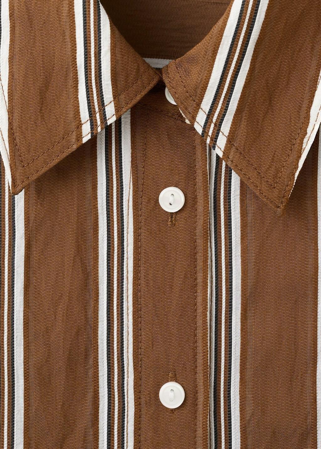 Brown Striped Straight Shirt, Brown, medium