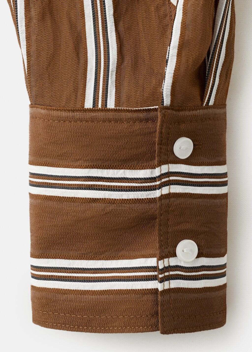 Brown Striped Straight Shirt, Brown, large image number 5